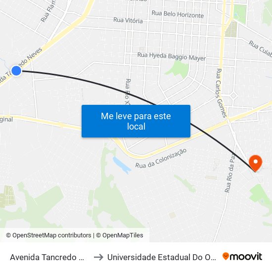 Avenida Tancredo Neves, 2785 to Universidade Estadual Do Oeste Do Paraná map