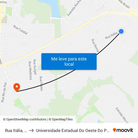 Rua Itália, 91 to Universidade Estadual Do Oeste Do Paraná map