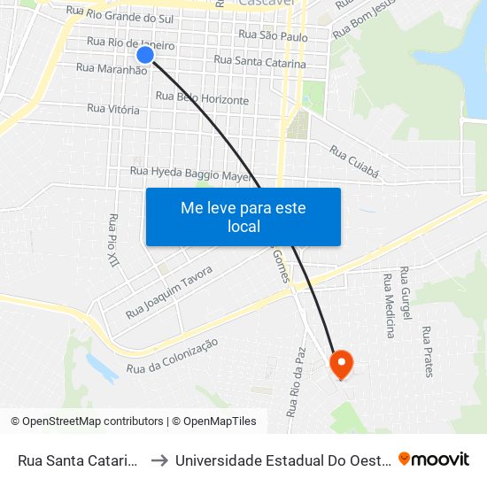 Rua Santa Catarina, 1808 to Universidade Estadual Do Oeste Do Paraná map
