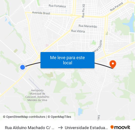 Rua Alduíno Machado C/ Nossa Senhora Da Penha to Universidade Estadual Do Oeste Do Paraná map