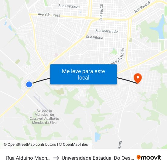 Rua Alduíno Machado, 173 to Universidade Estadual Do Oeste Do Paraná map