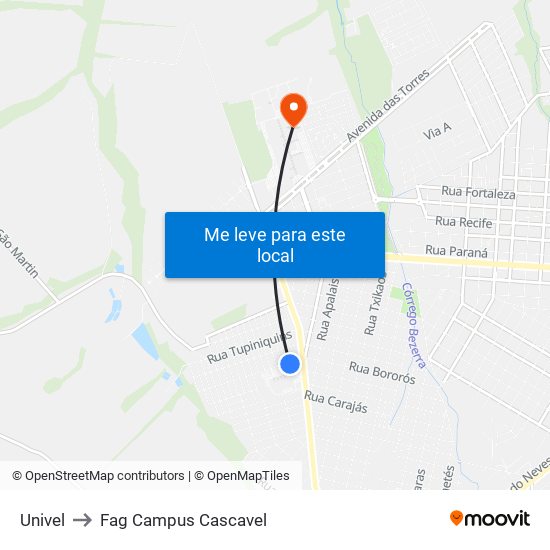 Univel to Fag Campus Cascavel map