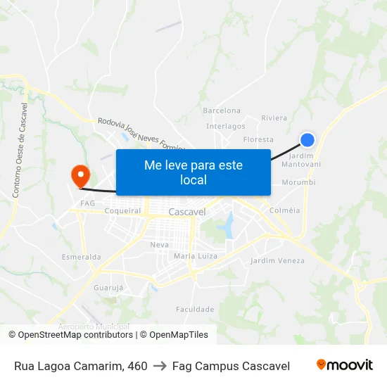 Rua Lagoa Camarim, 460 to Fag Campus Cascavel map