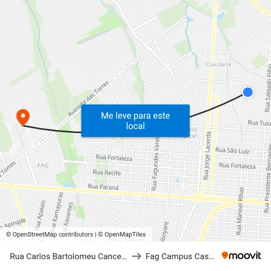 Rua Carlos Bartolomeu Cancelli, 755 to Fag Campus Cascavel map