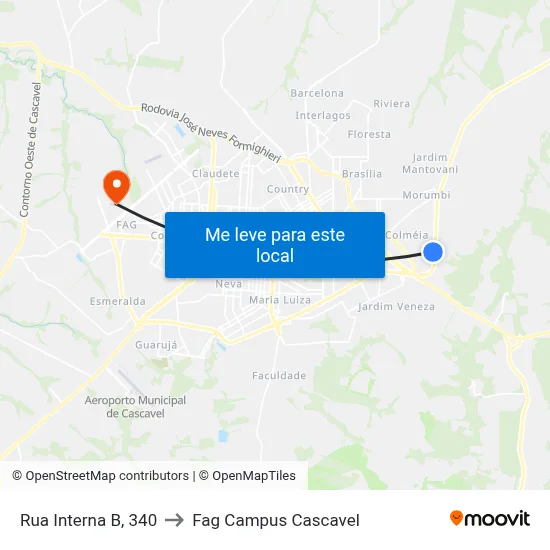 Rua Interna B, 340 to Fag Campus Cascavel map