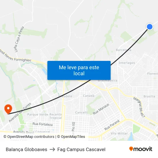 Balança Globoaves to Fag Campus Cascavel map