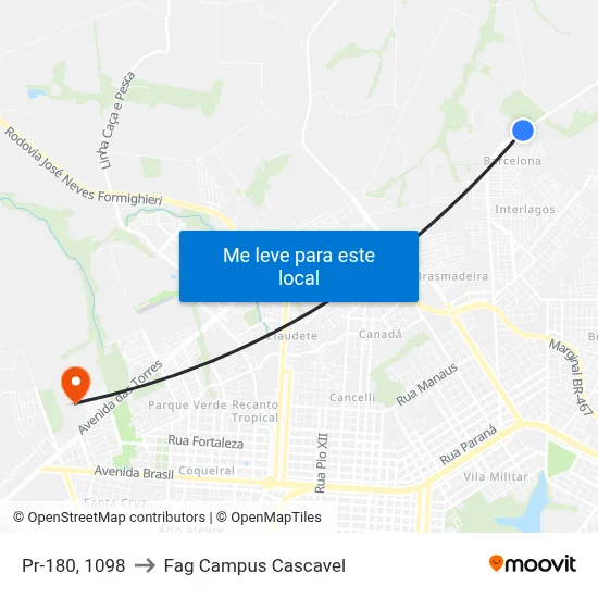 Pr-180, 1098 to Fag Campus Cascavel map