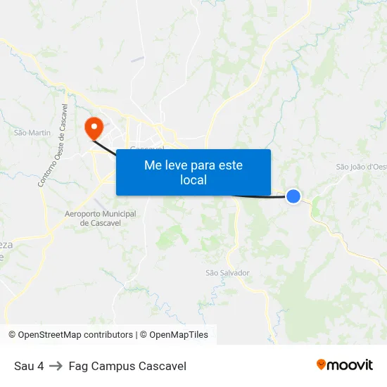 Sau 4 to Fag Campus Cascavel map