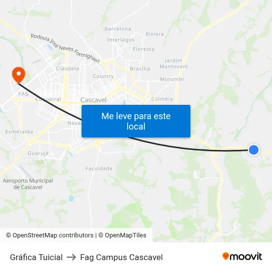 Gráfica Tuicial to Fag Campus Cascavel map
