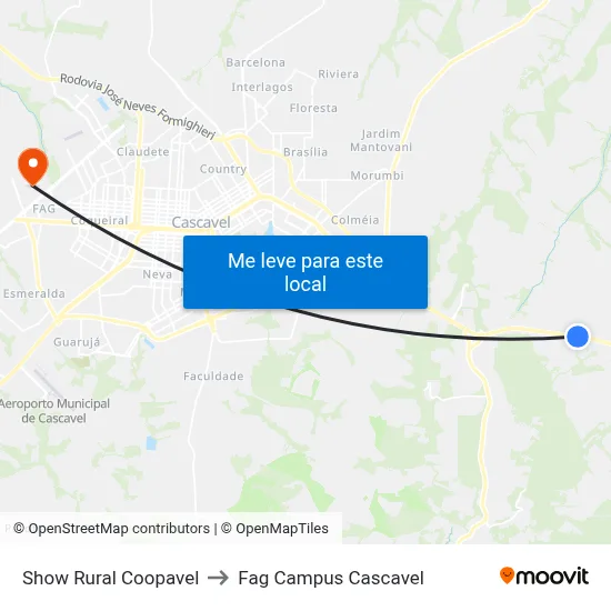 Show Rural Coopavel to Fag Campus Cascavel map