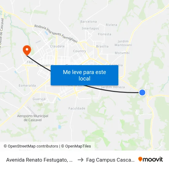 Avenida Renato Festugato, 255 to Fag Campus Cascavel map