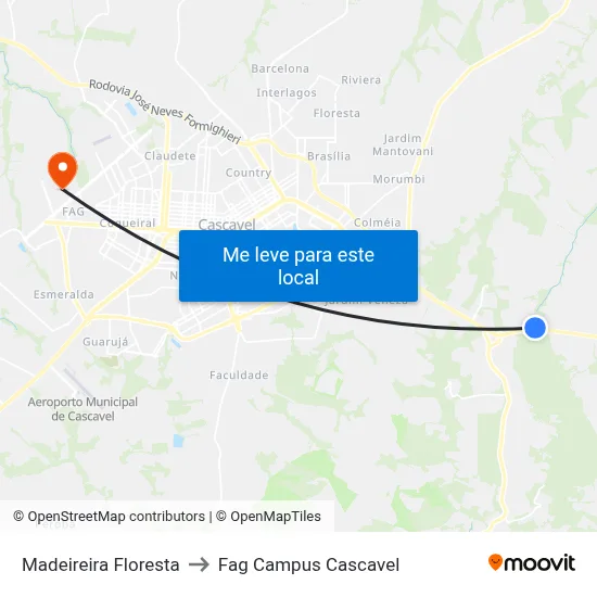 Madeireira Floresta to Fag Campus Cascavel map