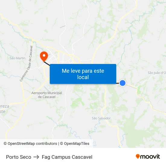 Porto Seco to Fag Campus Cascavel map