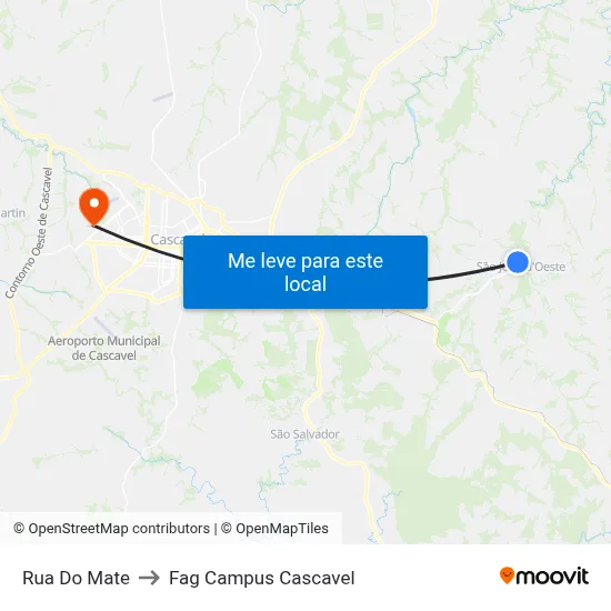 Rua Do Mate to Fag Campus Cascavel map