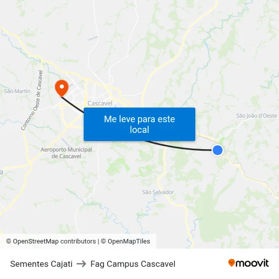 Sementes Cajati to Fag Campus Cascavel map