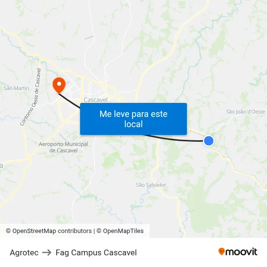 Agrotec to Fag Campus Cascavel map