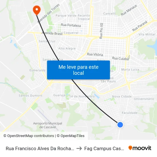 Rua Francisco Alves Da Rocha, 1998 to Fag Campus Cascavel map
