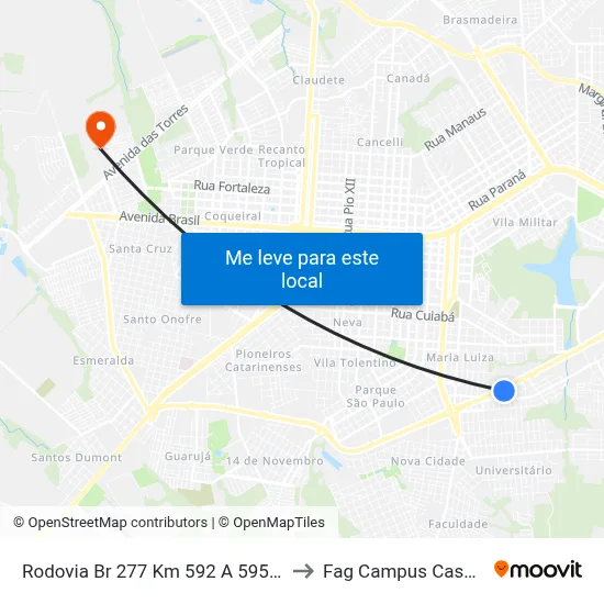 Rodovia Br 277 Km 592 A 595, 6111 to Fag Campus Cascavel map