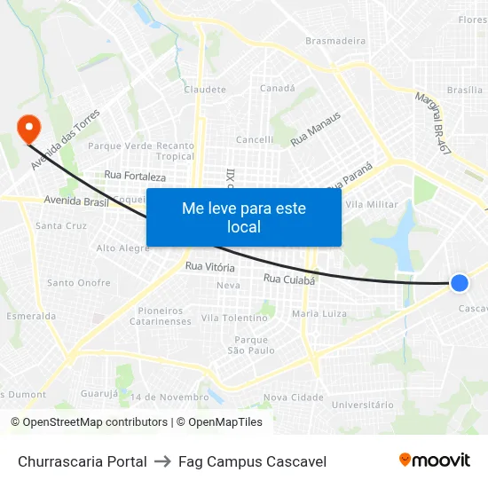 Churrascaria Portal to Fag Campus Cascavel map