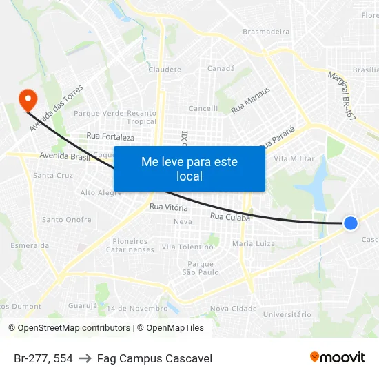 Br-277, 554 to Fag Campus Cascavel map