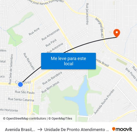 Avenida Brasil, 6250 to Unidade De Pronto Atendimento Do Brasília map