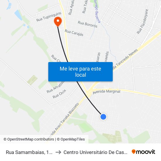 Rua Samambaias, 1241 to Centro Universitário De Cascavel map