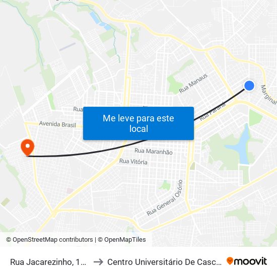 Rua Jacarezinho, 1448 to Centro Universitário De Cascavel map