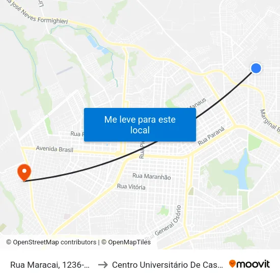 Rua Maracai, 1236-1366 to Centro Universitário De Cascavel map