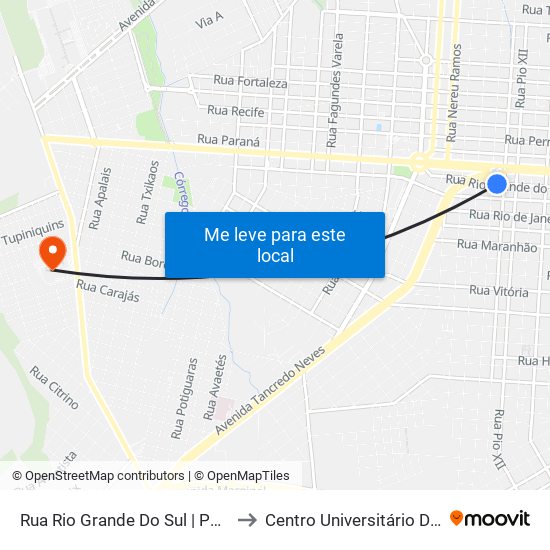 Rua Rio Grande Do Sul | Posto Ipiranga to Centro Universitário De Cascavel map