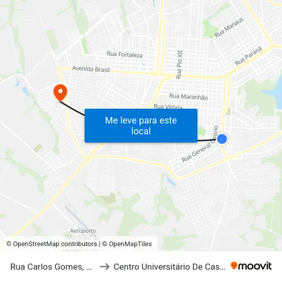 Rua Carlos Gomes, 1883 to Centro Universitário De Cascavel map