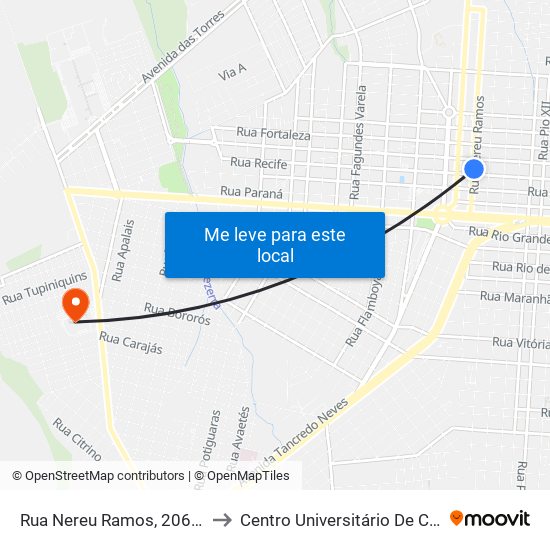 Rua Nereu Ramos, 2062-2140 to Centro Universitário De Cascavel map
