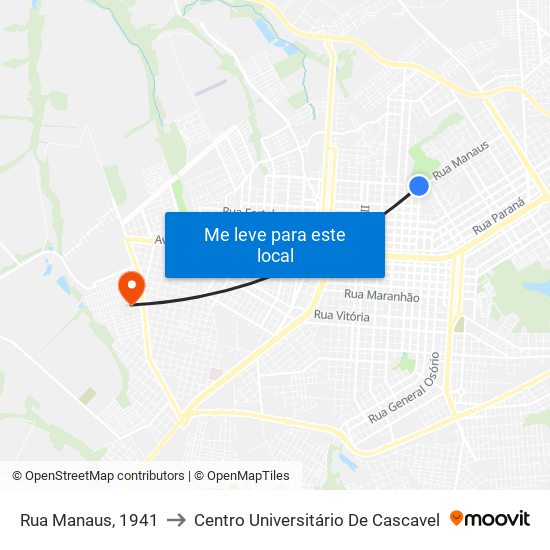 Rua Manaus, 1941 to Centro Universitário De Cascavel map