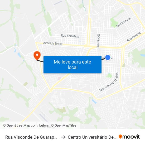 Rua Visconde De Guarapuava, 1244 to Centro Universitário De Cascavel map