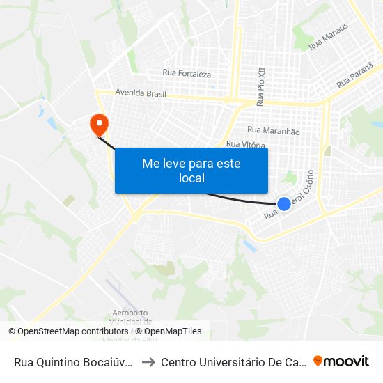 Rua Quintino Bocaiúva, 373 to Centro Universitário De Cascavel map