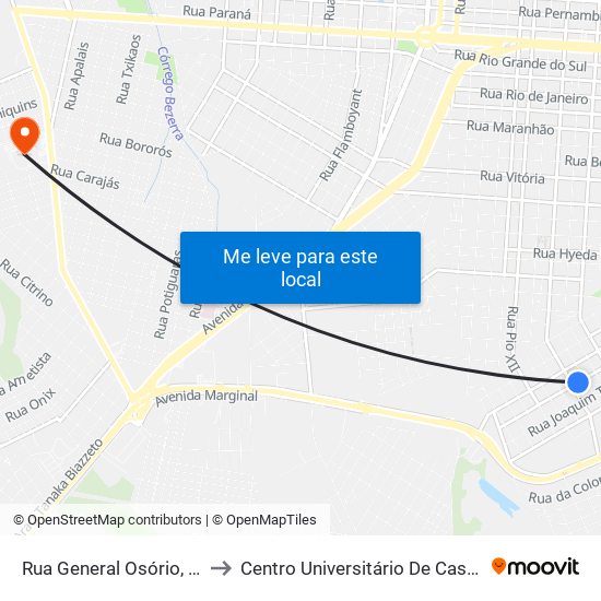 Rua General Osório, 749 to Centro Universitário De Cascavel map