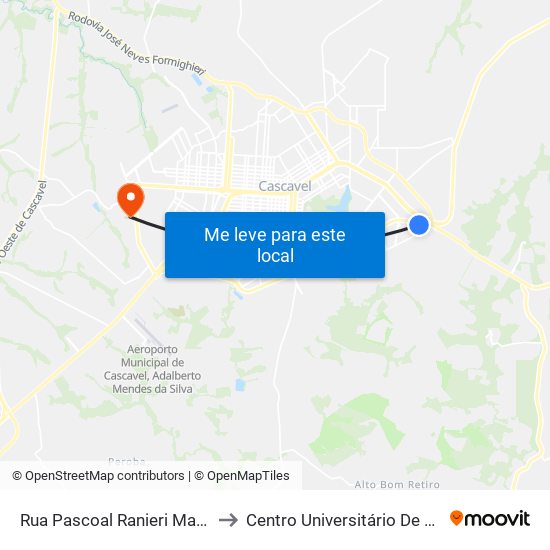 Rua Pascoal Ranieri Mazzille, 48 to Centro Universitário De Cascavel map