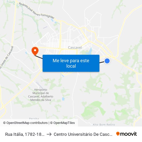 Rua Itália, 1782-1876 to Centro Universitário De Cascavel map