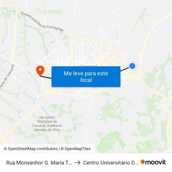 Rua Monsenhor G. Maria Thiletzek, 210 to Centro Universitário De Cascavel map