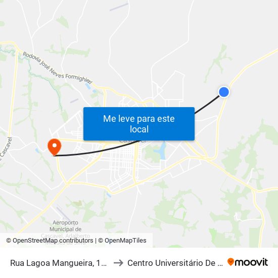 Rua Lagoa Mangueira, 1866-2038 to Centro Universitário De Cascavel map