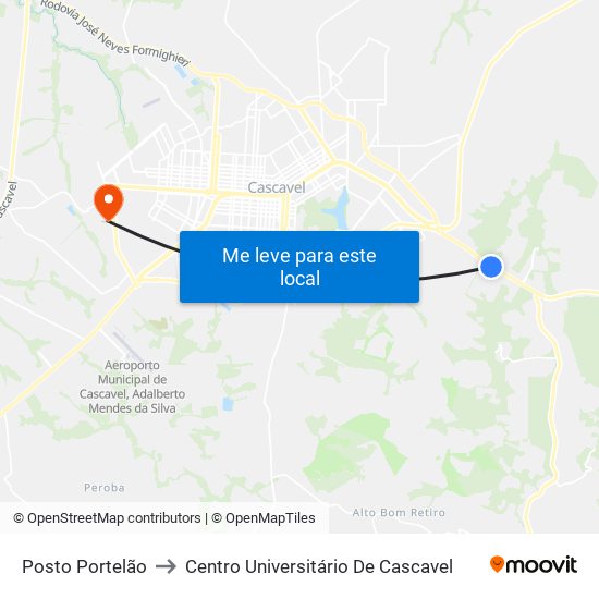 Posto Portelão to Centro Universitário De Cascavel map
