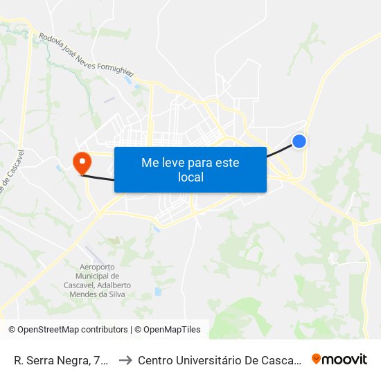 R. Serra Negra, 715 to Centro Universitário De Cascavel map