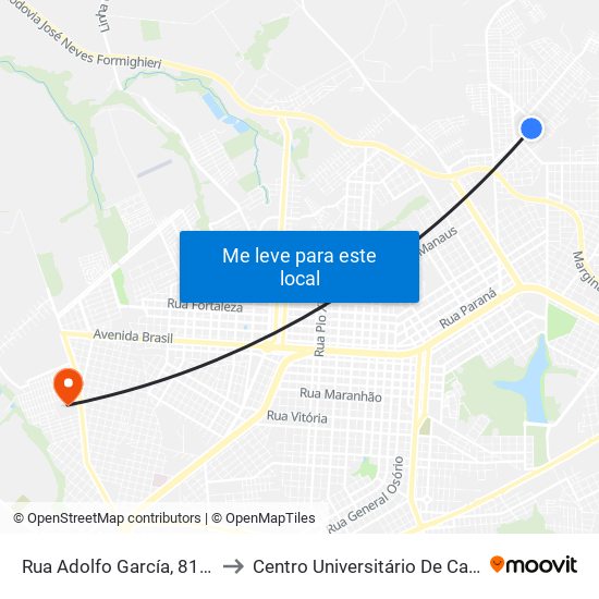 Rua Adolfo García, 810-864 to Centro Universitário De Cascavel map