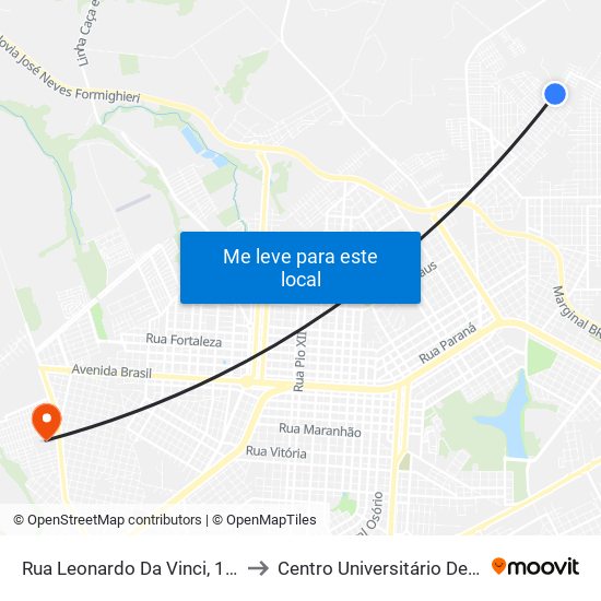 Rua Leonardo Da Vinci, 1710-1764 to Centro Universitário De Cascavel map