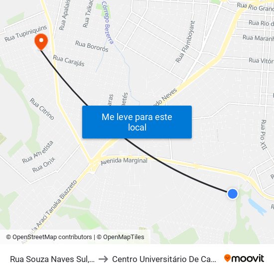 Rua Souza Naves Sul, 320 to Centro Universitário De Cascavel map