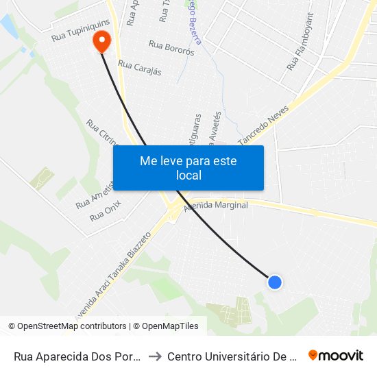 Rua Aparecida Dos Portos, 989 to Centro Universitário De Cascavel map