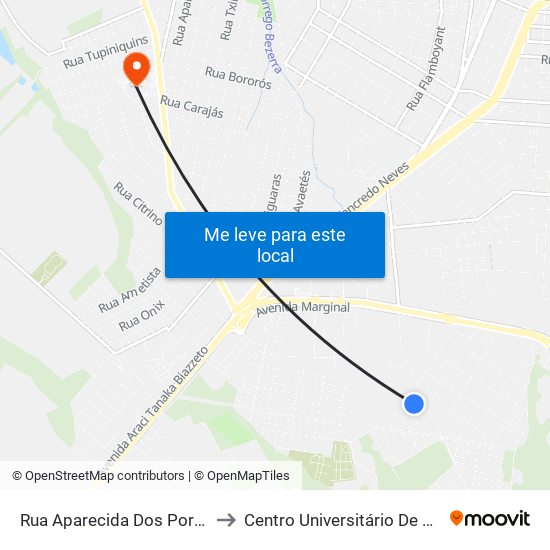 Rua Aparecida Dos Portos, 741 to Centro Universitário De Cascavel map