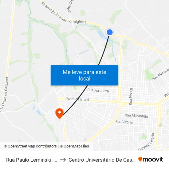 Rua Paulo Leminski, 2-52 to Centro Universitário De Cascavel map