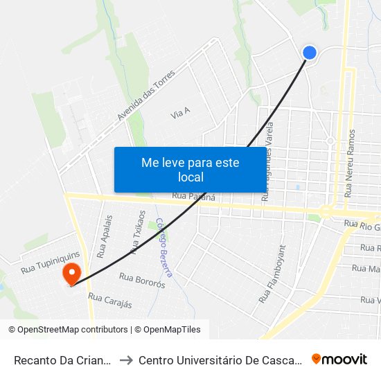 Recanto Da Criança to Centro Universitário De Cascavel map