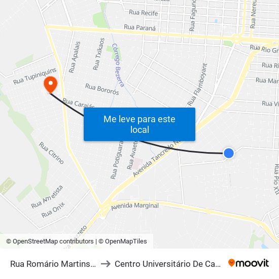 Rua Romário Martins, 525 to Centro Universitário De Cascavel map