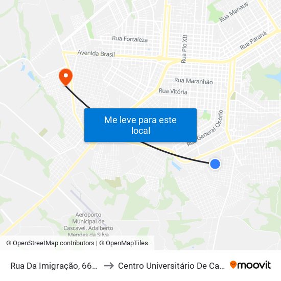 Rua Da Imigração, 667-773 to Centro Universitário De Cascavel map